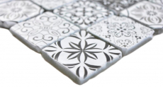 Mosaico de vidrio mosaico azulejos VINTAGE LOOK retro antracita negro blanco pared azulejo backsplash cocina cuarto de baño MOS63-0103