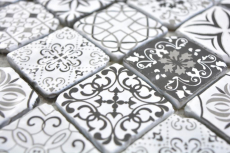 Mosaico de vidrio mosaico azulejos VINTAGE LOOK retro antracita negro blanco pared azulejo backsplash cocina cuarto de baño MOS63-0103