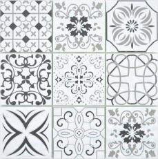Muestra de mano transparente cristal mosaico retro black&white pared azulejo backsplash cocina baño MOS160-0301_m