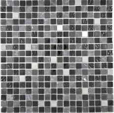 Muestra de mano translúcido acero inoxidable vidrio mosaico piedra acero negro vidrio mate pared azulejo backsplash cocina baño MOS92-0322_m
