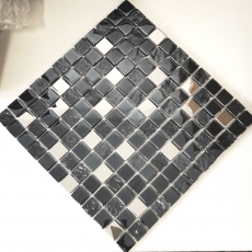 Mosaico de vidrio azulejos de mosaico de acero inoxidable antracita plata azulado pared azulejos backsplash cocina cuarto de baño MOS88-0322