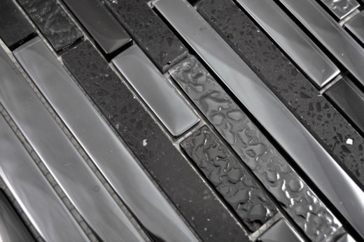 Mosaico de vidrio varillas mosaico azulejos acero inoxidable Artificial grafito negro antracita plata