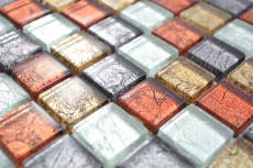 Azulejos de mosaico de vidrio mosaico de oro plata negro naranja rojo estructura pared azulejo backsplash cocina cuarto de baño MOS88-71739