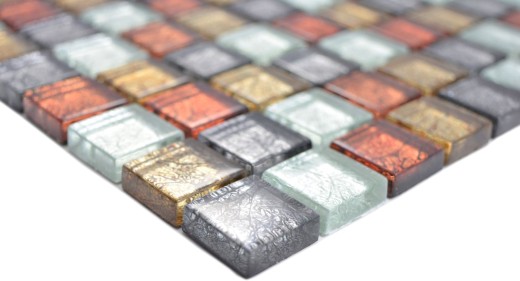 Azulejos de mosaico de vidrio mosaico de oro plata negro naranja rojo estructura pared azulejo backsplash cocina cuarto de baño MOS88-71739