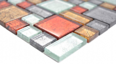 Muestra de mano transparente cristal mosaico vidrio mosaico oro plata negro rojo estructura MOS86-71739_m