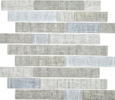Translúcido ladrillo mosaico compuesto ECO mosaico de vidrio textil gris pared azulejo backsplash cocina cuarto de baño MOS24-2097
