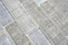 Translúcido ladrillo mosaico compuesto ECO mosaico de vidrio textil gris pared azulejo backsplash cocina cuarto de baño MOS24-2097
