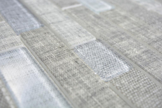 Translúcido ladrillo mosaico compuesto ECO mosaico de vidrio textil gris pared azulejo backsplash cocina cuarto de baño MOS24-2097