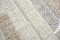 Muestra de mano ladrillo mosaico translúcido compuesto ECO vidrio mosaico textil beige pared azulejo backsplash cocina baño MOS24-2099_m