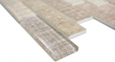 Muestra de mano ladrillo mosaico translúcido compuesto ECO vidrio mosaico textil beige pared azulejo backsplash cocina baño MOS24-2099_m