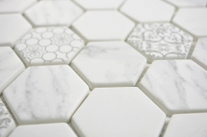 VIDRIO mosaico Hexágono ECO Carrara mirada mosaico azulejo pared azulejo backsplash cocina cuarto de baño