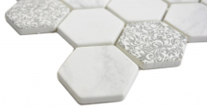 VIDRIO mosaico Hexágono ECO Carrara mirada mosaico azulejo pared azulejo backsplash cocina cuarto de baño