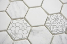 VIDRIO mosaico Hexágono ECO Carrara mirada mosaico azulejo pared azulejo backsplash cocina cuarto de baño