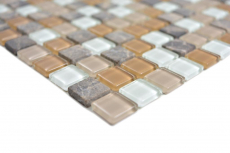 Mosaico de vidrio piedra beige marrón mosaico azulejos pared azulejo backsplash cocina cuarto de baño MOS58-1213_f