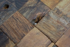 Mosaico de madera de tablones de barco Revestimiento de pared de madera FSC salpicadero de cocina MOS160-23