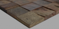 Mosaico de madera de tablones de barco Revestimiento de pared de madera FSC salpicadero de cocina MOS160-23