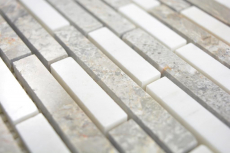 Muestra de mano mármol mosaico compuesto piedra gris blanco mosaico azulejo pared azulejo backsplash cocina baño MOS87-0201_m