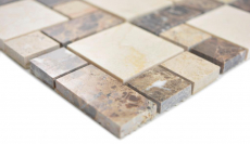 Muestra de mano mármol mosaico piedra emperador oscuro cremarfil mosaico azulejo pared azulejo backsplash cocina baño MOS88-1313_m