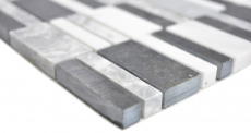 Muestra de mano de mármol mosaico piedra negro gris blanco mosaico azulejo pared azulejo backsplash cocina baño MOS88-0123_m
