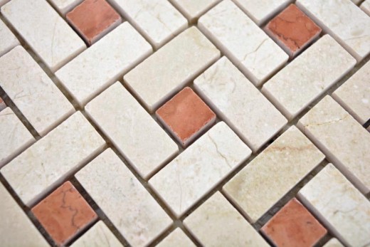 Mármol mosaico de azulejos rueda crema beige rosa rosa pulido backsplash pared azulejo ducha piso cocina pared - MOS88-B17