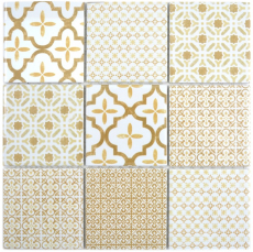 Azulejo de mosaico de cerámica pared blanco beige marrón patchwork ornamento decoración vintage azulejo de mosaico pared azulejo backsplash - MOS22B-WB12