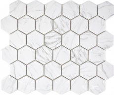 Muestra de mano cerámica mosaico hexágono carrara look blanco brillante mosaico azulejo pared azulejo backsplash cocina baño MOS11H-0001_m