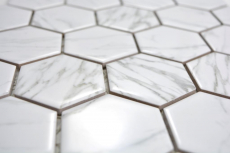 Muestra de mano cerámica mosaico hexágono carrara look blanco brillante mosaico azulejo pared azulejo backsplash cocina baño MOS11H-0001_m