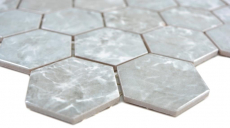 Hexagonal hexágono mosaico azulejo de cerámica de mármol gris brillante efecto piedra mosaico azulejo pared backsplash cocina cuarto de baño - MOS11H-0201