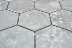 Hexagonal hexágono mosaico azulejo de cerámica de mármol gris brillante efecto piedra mosaico azulejo pared backsplash cocina cuarto de baño - MOS11H-0201