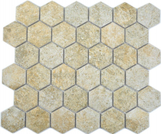 Muestra de mano cerámica mosaico hexágono granito beige mosaico azulejo pared azulejo backsplash cocina baño MOS11H-1100_m