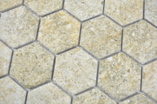 Muestra de mano cerámica mosaico hexágono granito beige mosaico azulejo pared azulejo backsplash cocina baño MOS11H-1100_m