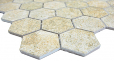 Muestra de mano cerámica mosaico hexágono granito beige mosaico azulejo pared azulejo backsplash cocina baño MOS11H-1100_m