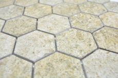 Muestra de mano cerámica mosaico hexágono granito beige mosaico azulejo pared azulejo backsplash cocina baño MOS11H-1100_m