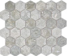 Muestra de mano cerámica mosaico hexágono granito gris mosaico azulejo pared azulejo backsplash cocina baño MOS11H-0023_m