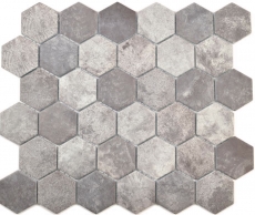 Hexagonal hexágono mosaico azulejo de cerámica de cemento mirada gris oscuro mosaico azulejo pared azulejo backsplash cocina cuarto de baño aseo - MOS11H-0026