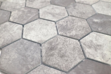 Hexagonal hexágono mosaico azulejo de cerámica de cemento mirada gris oscuro mosaico azulejo pared azulejo backsplash cocina cuarto de baño aseo - MOS11H-0026