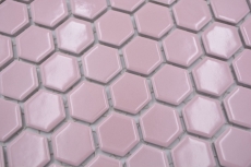 Mosaico de cerámica hexágono rosa antiguo brillante mosaico azulejos pared azulejos backsplash cocina cuarto de baño MOS11H-1111_f