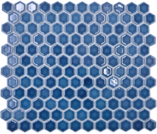 Hexagonal hexágono mosaico azulejo de cerámica mini azul verde brillante mosaico azulejo pared azulejo backsplash cocina cuarto de baño aseo - MOS11H-0405