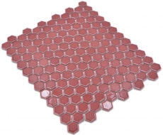 Mosaico de cerámica hexágono frontera rojo brillante mosaico azulejos pared azulejos backsplash cocina cuarto de baño MOS11H-0910_f