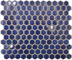Mosaico de cerámica hexágono azul cobalto brillante mosaico azulejos pared azulejos backsplash cocina cuarto de baño MOS11H-0444_f