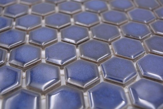 Hexagonal hexágono mosaico azulejo de cerámica mini azul cobalto brillante mosaico azulejo pared azulejo backsplash cocina cuarto de baño - MOS11H-0444