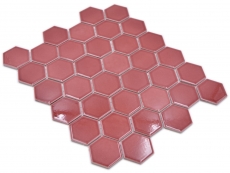 Mosaico de cerámica hexágono frontera rojo brillante mosaico azulejos pared azulejos backsplash cocina cuarto de baño MOS11H-0901_f