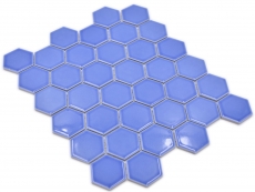 Hexagonal hexágono mosaico azulejo de cerámica azul brillante mosaico azulejo pared azulejo backsplash cocina baño azulejo ducha pared - MOS11H-6501