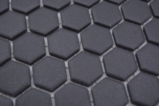Cerámica mosaico hexágono negro R10B plato de ducha azulejos mosaico azulejos cocina baño piso MOS11H-0003-R10_f