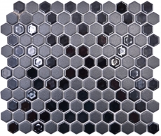 Mosaico de cerámica hexágono negro brillante R10B plato de ducha azulejos de piso azulejos de mosaico cocina cuarto de baño MOS11H-0301-R10_f