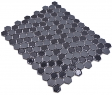 Mosaico de cerámica hexágono negro brillante R10B plato de ducha azulejos de piso azulejos de mosaico cocina cuarto de baño MOS11H-0301-R10_f