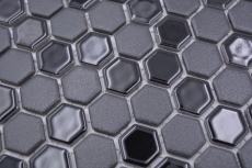 Mosaico de cerámica hexágono negro brillante R10B plato de ducha azulejos de piso azulejos de mosaico cocina cuarto de baño MOS11H-0301-R10_f