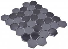 Hexagonal hexágono mosaico azulejo de cerámica negro brillante R10B plato de ducha azulejo del piso azulejo de mosaico antideslizante pared de la cocina - MOS11H-0311-R10