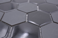 Hexagonal hexágono mosaico azulejo de cerámica negro brillante R10B plato de ducha azulejo del piso azulejo de mosaico antideslizante pared de la cocina - MOS11H-0311-R10