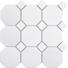 Muestra de mano cerámica mosaico Octa blanco mate con blanco brillante mosaico azulejo pared azulejo backsplash cocina baño MOS13-Octa0111_m